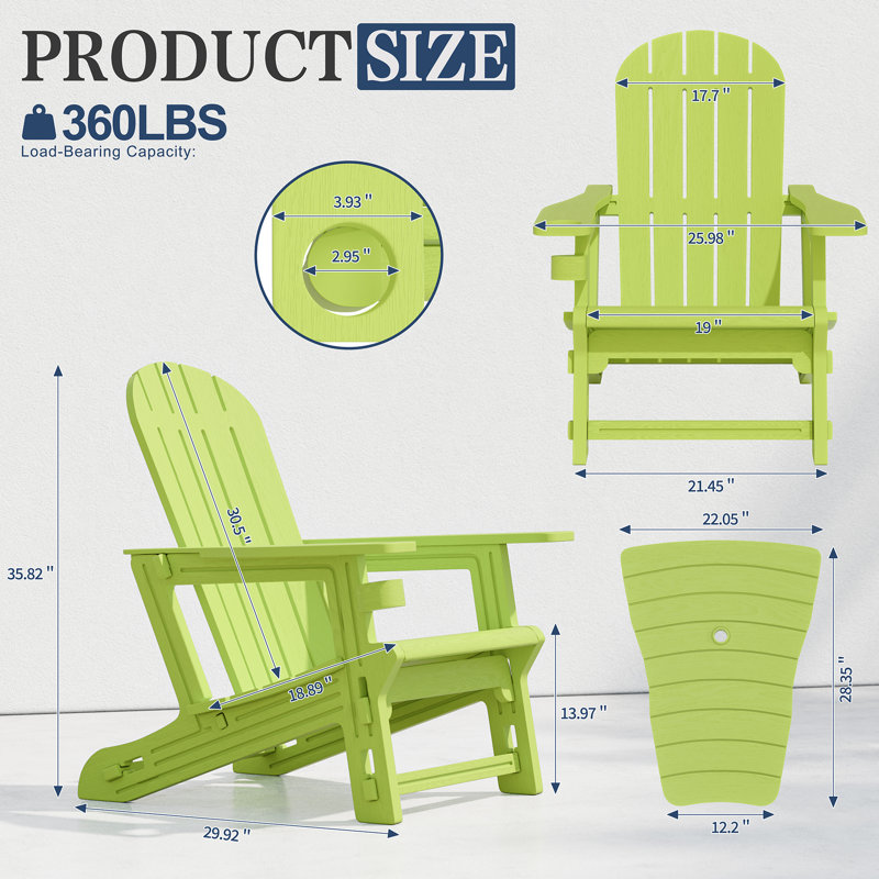 Chaise Adirondack d'extérieur pour 2 personnes, Vert