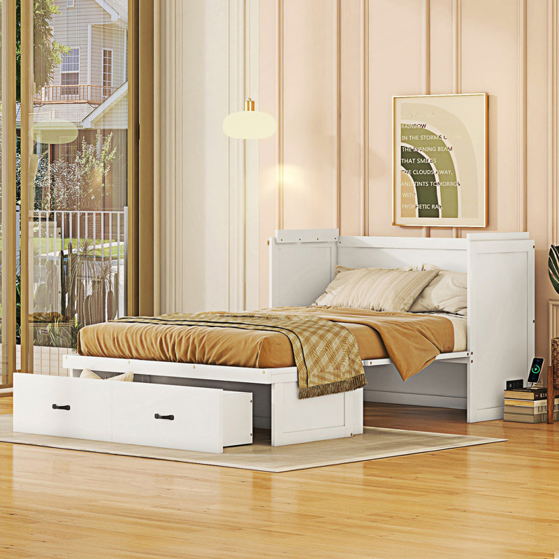Lit escamotable Emmaree, Double, Blanc