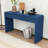 Rustic Minimalist Wooden Console Table with Storage Drawers, Adjustable Feet and Curved Edge Design-1260184988