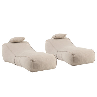 Outdoor Bean Bag Lounge Chair, Dark Beige, Set Of 2
