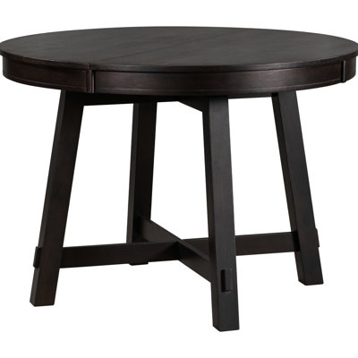 Finish Dining Table, Round, Extendable, Solid Wood Construction, 6 Person Capacity Round Table With Leaf, Wood, 42" - 58" Seats 6, Oak Veneer, Strong