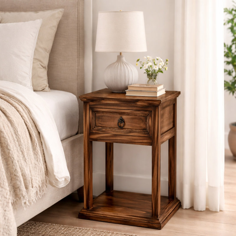 Table de chevet transitionnelle avec rangement pour tiroir Willow Creek, Brun