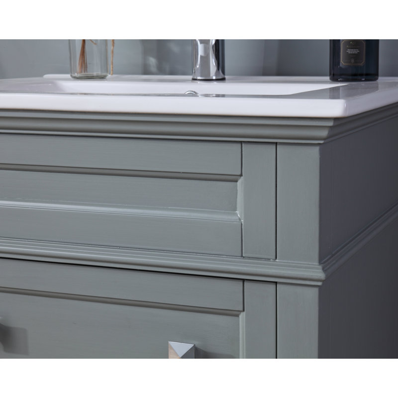 Guerra 24'' Single Bathroom Vanity with Ceramic Top, Gray