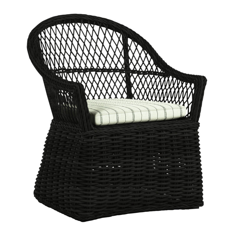 Soho Woven N-Dura Resin Wicker Outdoor Arm Chair, Black, Welt, Verona Fossil