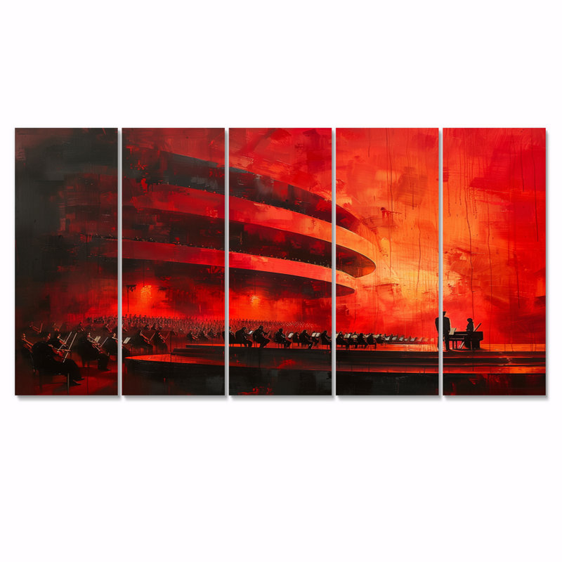 Ensemble de reproduction d'art mural rouge et noir Symphonic, H 28 po x l 60 po