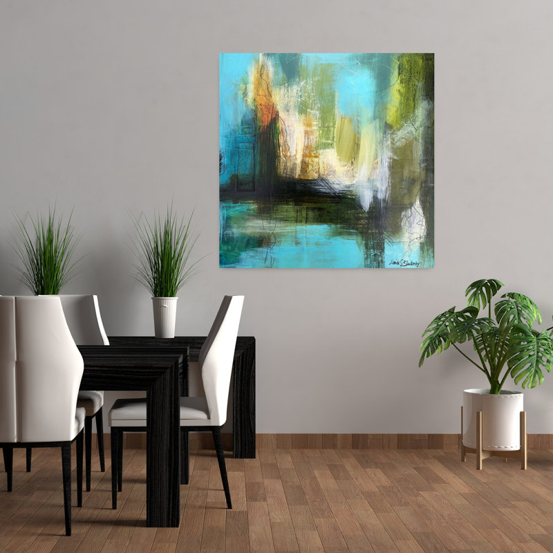 Aqua Serenity 3, art abstrait contemporain, H 36 po x l 36 po