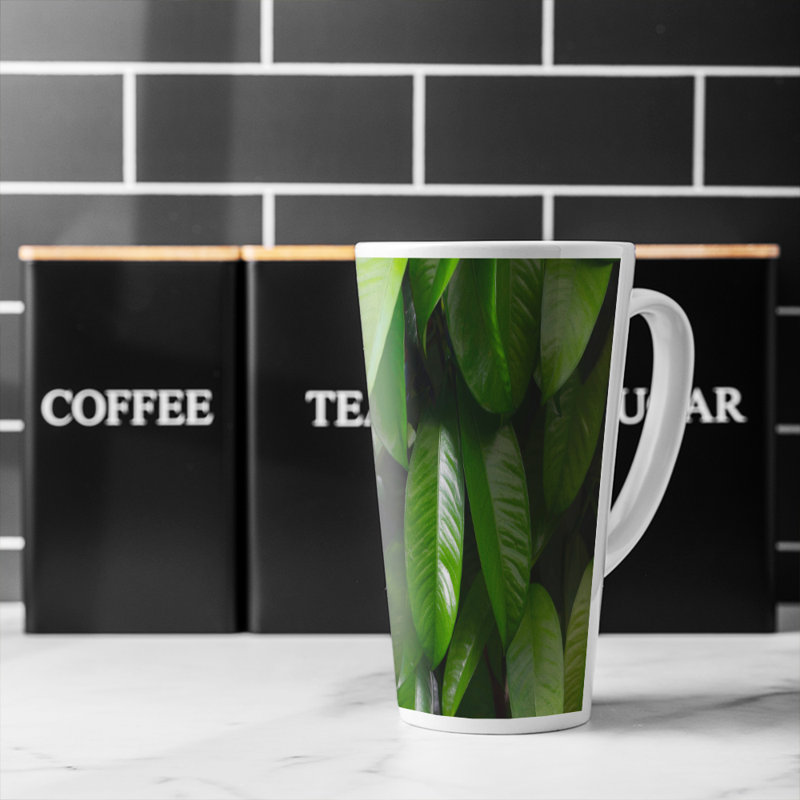 Closeup of beautiful glossy leaves Designer Latte Mug