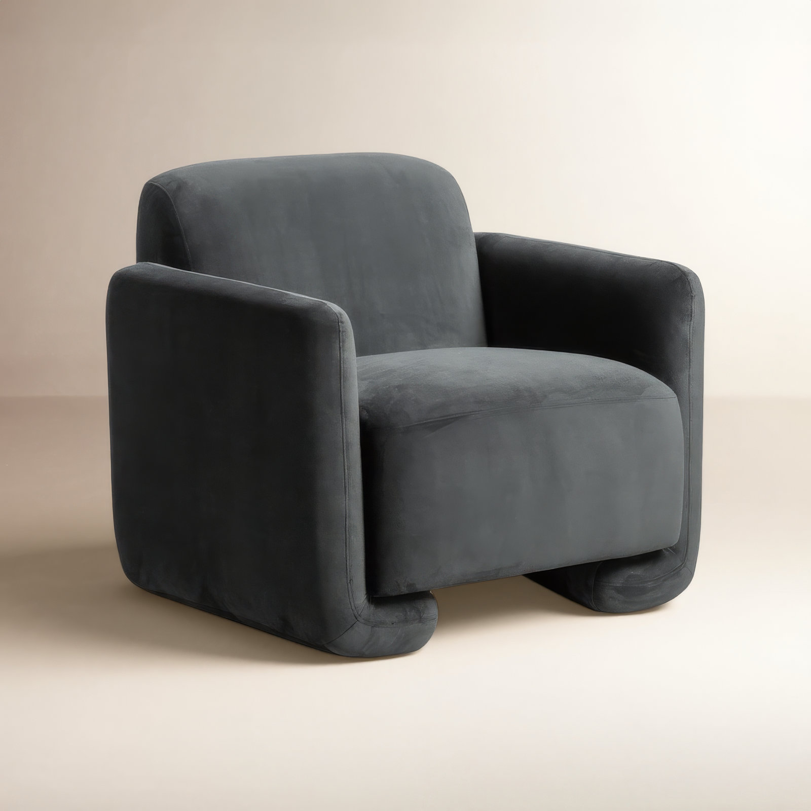 Calandra Pine Armchair, Black Velvet