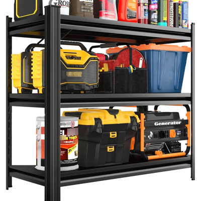 Black 3-Layer Metal Storage Rack With Adjustable Partition, For Living Room, Kitchen, Supermarket, Garage, , 31.5" H* 40.09" L * 14.16" D Suitable Multiple Areas, Construction,