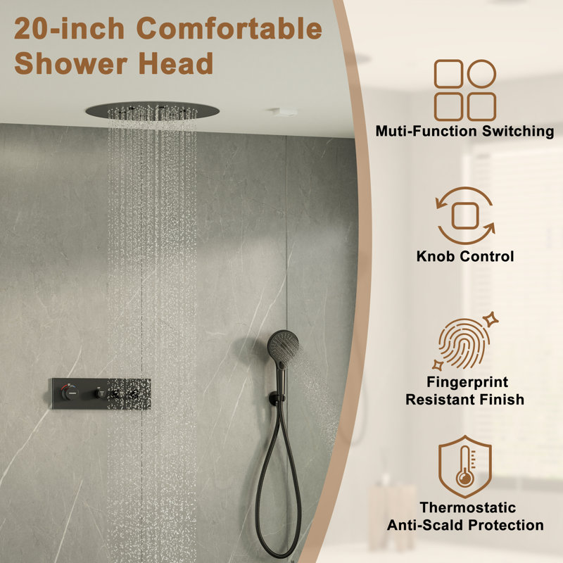 Matte Black Stainless Steel Rain and Pulse Shower System