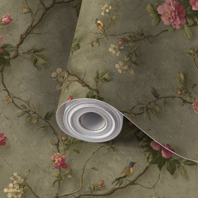 Papier peint auto-adhésif à motif floral rétro auto-adhésif et amovible 24 po x 118 po (60 x 300 cm)