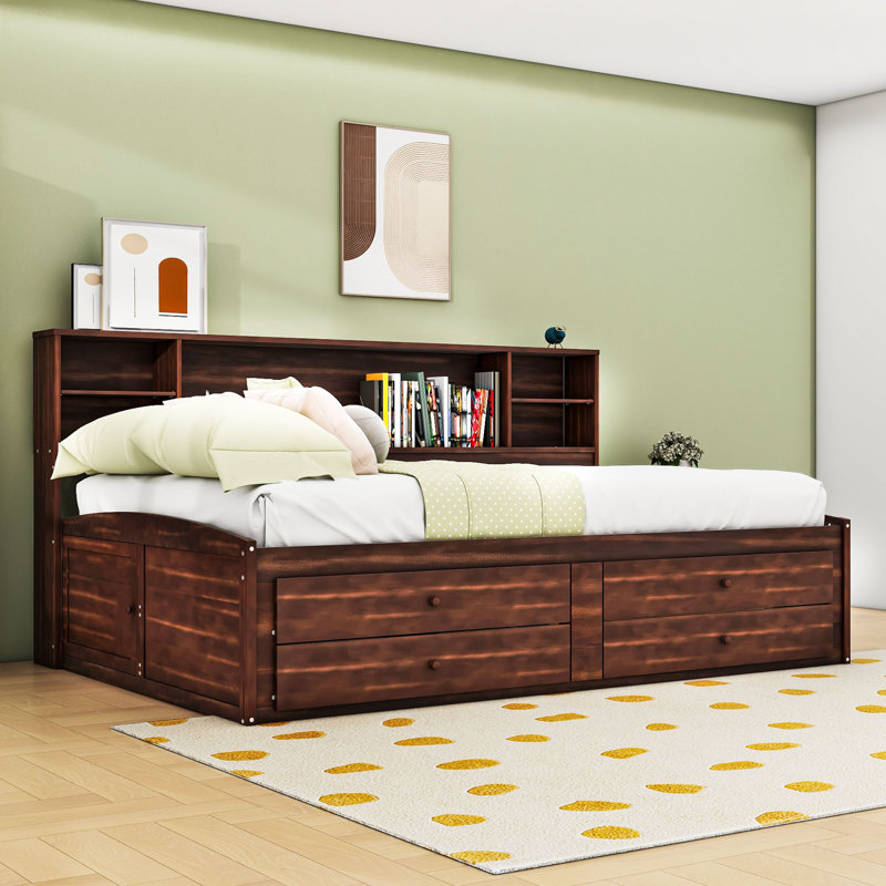 Full Size Wooden Daybed with Ample Storage