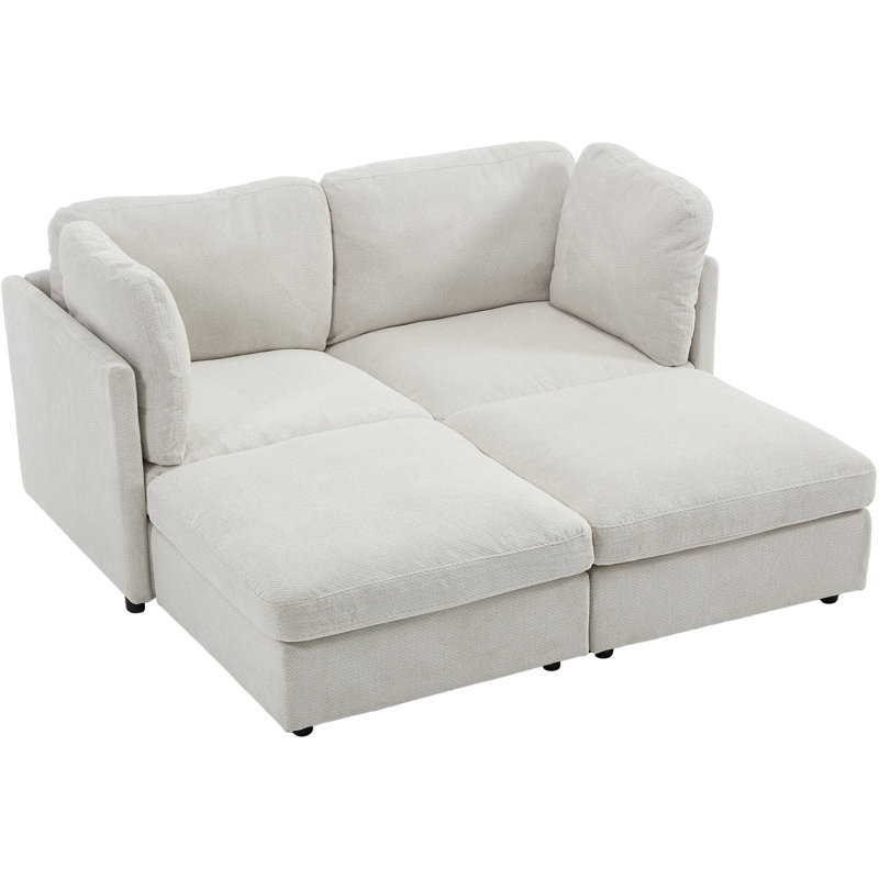 4 Piece Modular Sectional Sofa, Beige