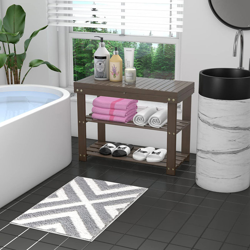 Banc de rangement en bois pour chaussures, Brun