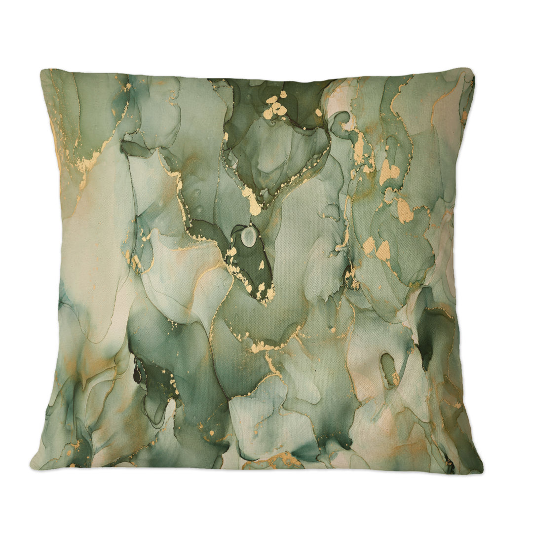 Green Luxury Abstract Fluid Art I - Modern Printed Throw Pillow Design Art