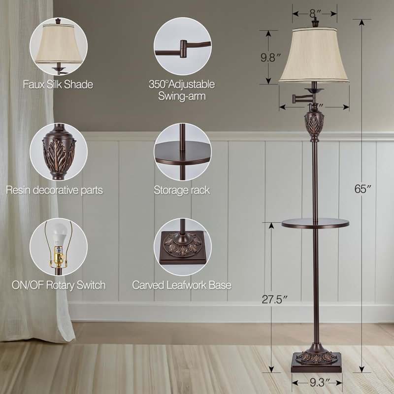 Traditional LED Floor Lamp, 65, Brown