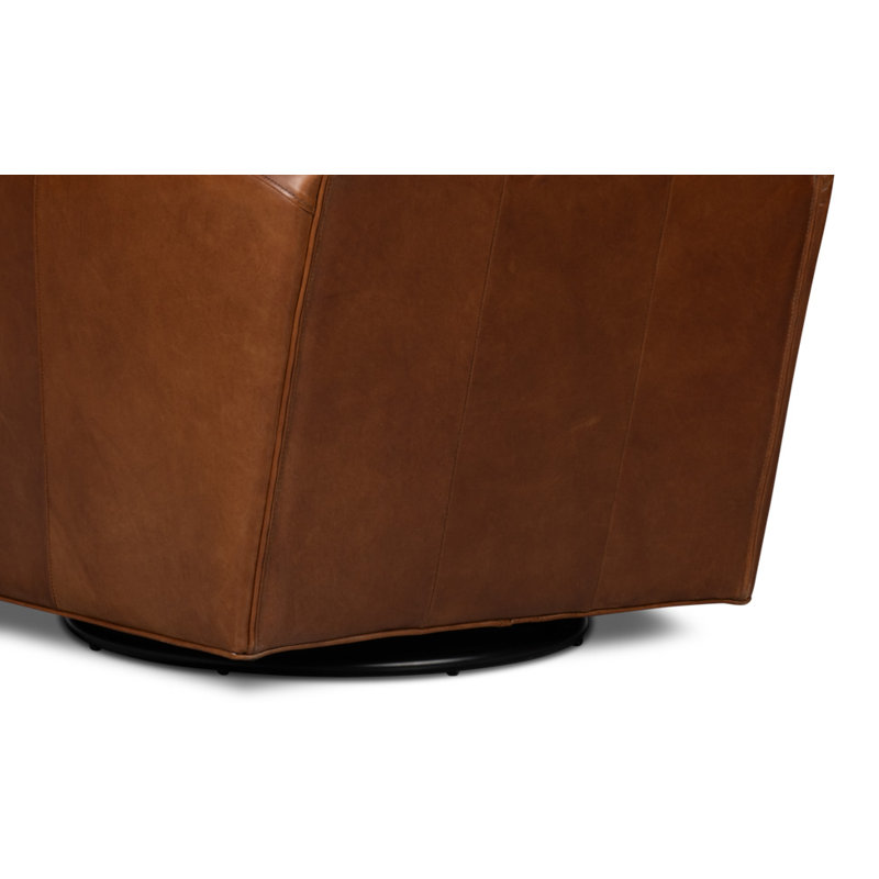 The Taft Swivel Club Chair, Brown Genuine Leather