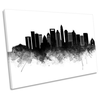 Charlotte Abstract City Skyline 1 Piece Wrapped Canvas Wall Art