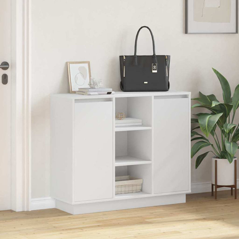 LED Sideboard with LED Strip Lights Engineered Wood Modern Storage Home, Gray