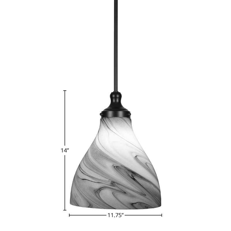 Juno Stem Hung Pendant, Matte Black, 14" H x 11.75" W x 11.75" D