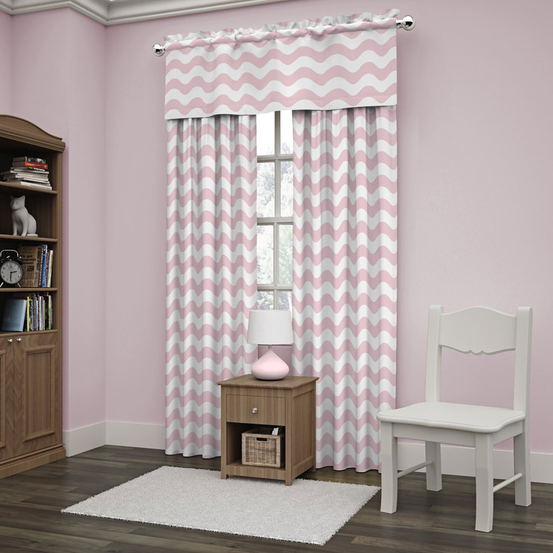 Wavy Chevron Blackout Curtain Single Panel, 42" W x 84" L, Magnolia