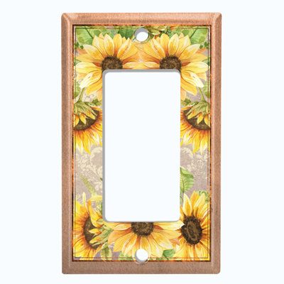 Metal Light Switch Plate Outlet Cover (Summer Time Sun Flowers Bouquet Frame - Single Toggle)