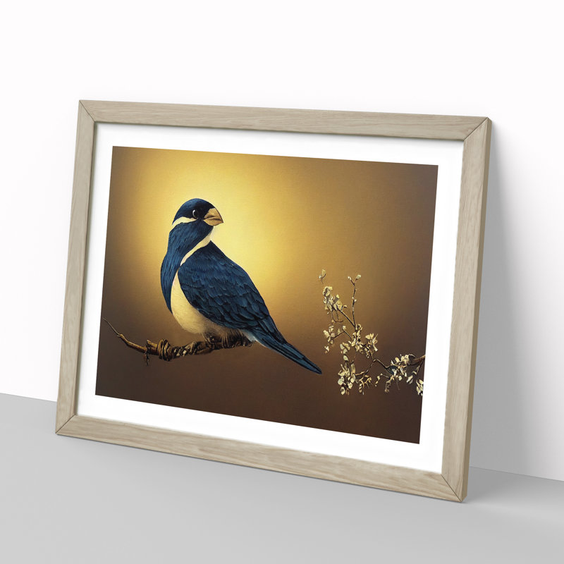 Contemporary Bird - Framed Print, 25cm H x 34cm W x 2cm D, Oak