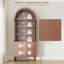 Armoire de rangement arquée en bois massif, finition noyer-1282349869