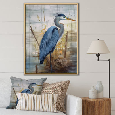 Blue Heron By The Watersite Watercolor I - Bird Wall Art