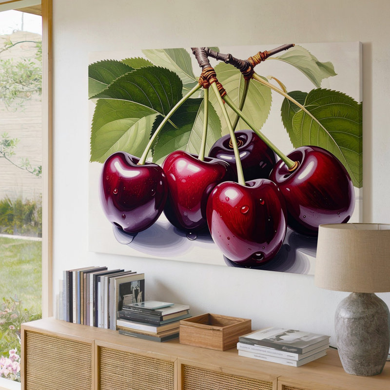 Art mural sur toile cerise rouge juteuse, H 9 po x l 12 po