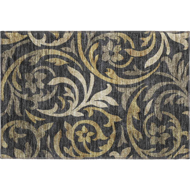 Premium Machine Washable Prisco Black Rug