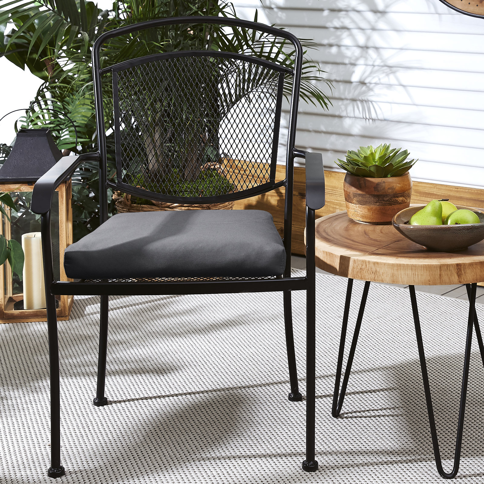 Kisha Sunbrella Outdoor Dining Chair Cushion, Fresco Charcoal