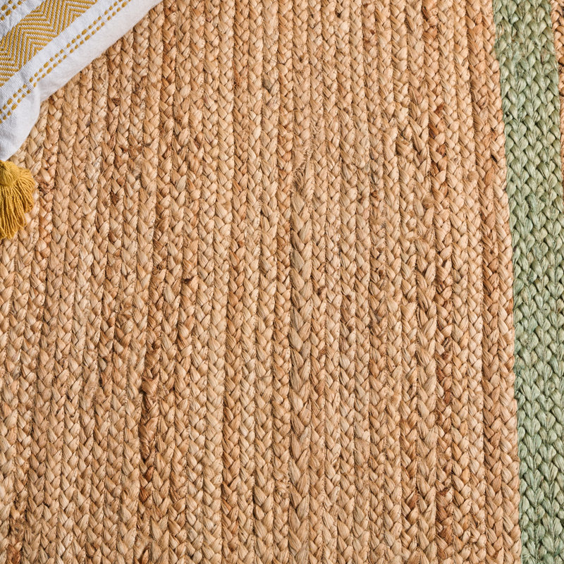 Tapis géométrique en jute tissé à la main Inaki, Carré 6 pi