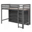Lit mezzanine simple avec 8 tablettes de rangement ouvertes et échelle intégrée-1844076616