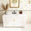 Meuble-lavabo moderne avec comptoir en quartz blanc de Carrare-496538688-496538719