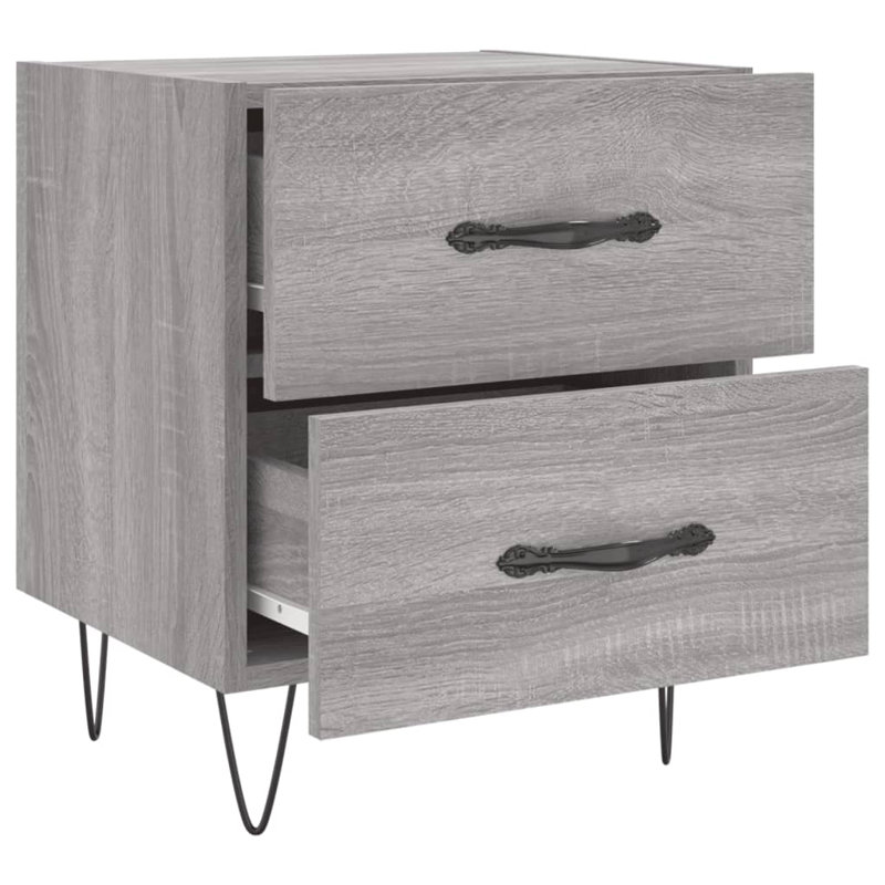 40cm W Iron Bedside Table, Grey Sonoma, Individual