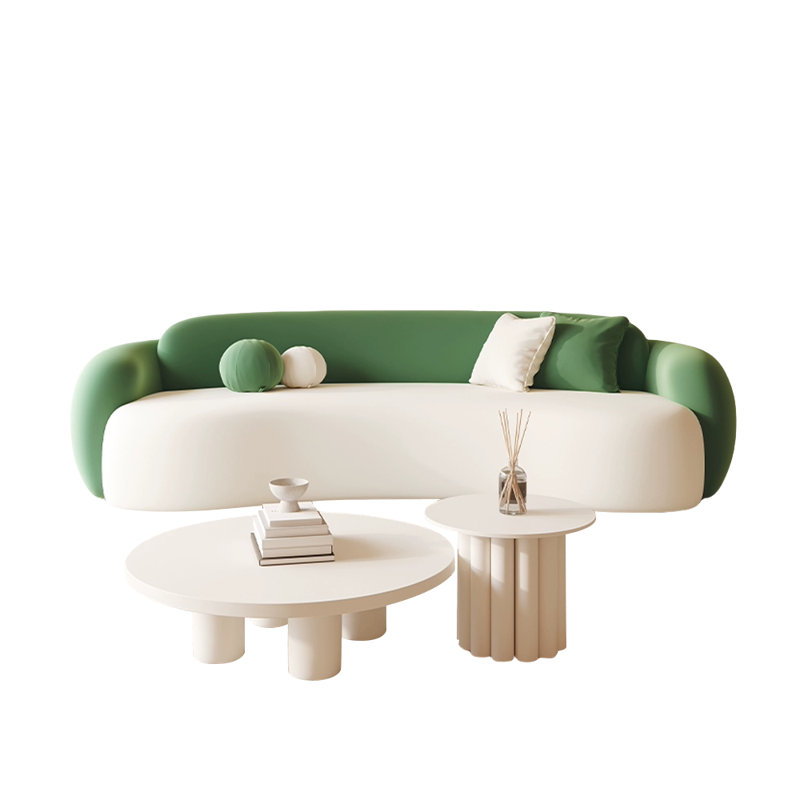 Simple curve two-colour sofa tea table combination