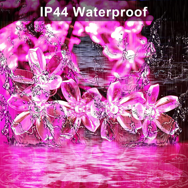 367.2' LED Solar Powered 50 - Bulb String Lights, Pink
