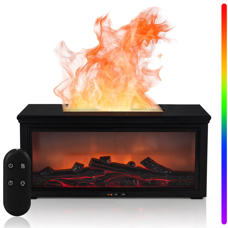 Diffuseur d'humidificateur de cheminée avec lumière 7 couleurs et minuterie pour chambre à coucher, bureau, yoga, Blanc