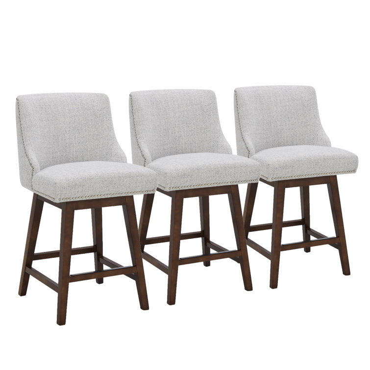 Orbay Swivel Upholstered 26'' Counter Stool With Solid Wood Frame