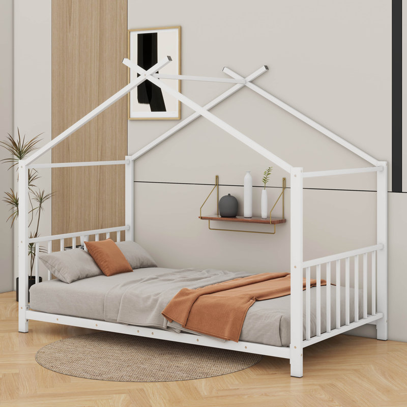 Lit plateforme simple en métal, Blanc
