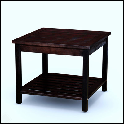 Table d'appoint à 2 tablettes en bois d'eucalyptus Longs Peak, durable et élégante pour l'extérieur