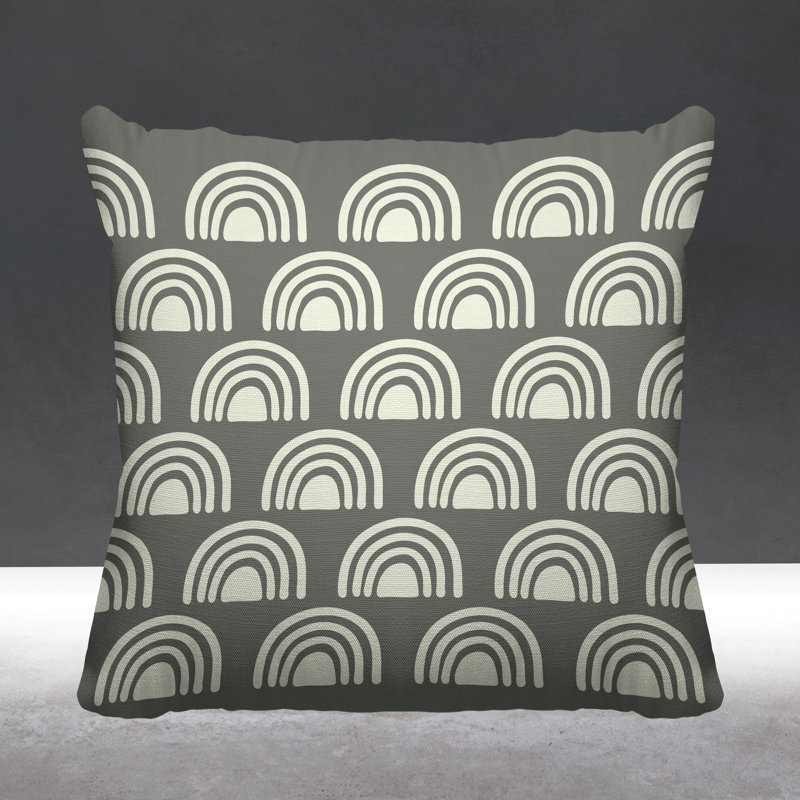 Coussin décoratif à motif abstrait, L 17 po x H 17 po, Gris