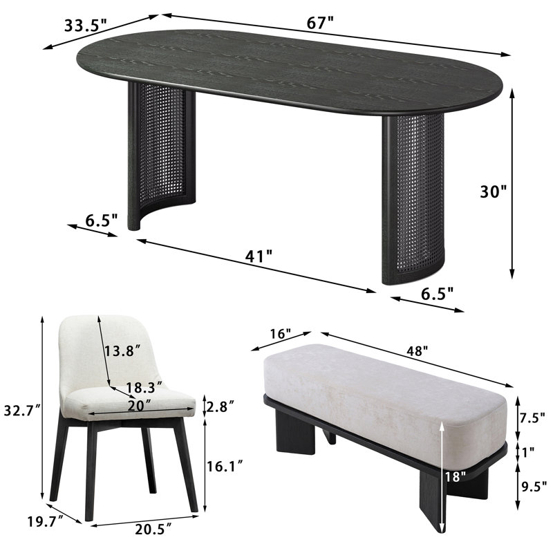 Benvinda Solid Wood 4-Person Dining Set