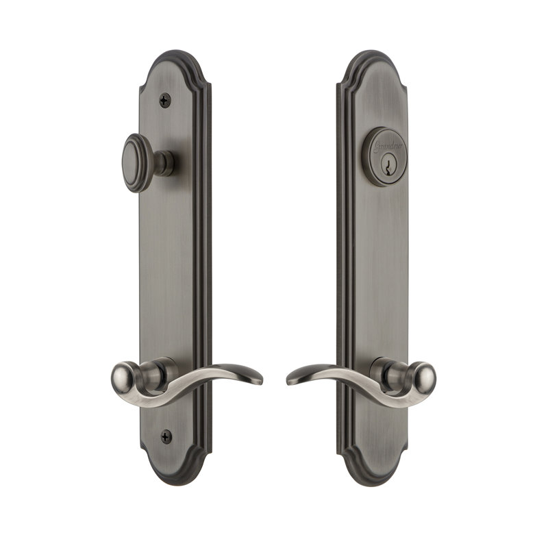 Complete Arc Entry Lever Set with Single Cylinder Deadbolt, Antique Pewter, 2.75", Left