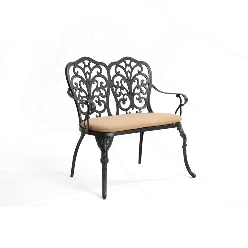 Banc en fonte d'aluminium avec coussin, Noir