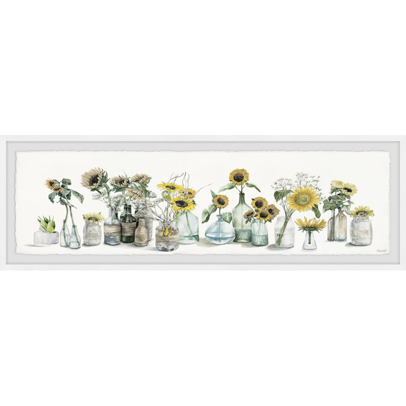 « lovely tournesols »-cadre photo panoramique sur papier, H 15 po x l 45 po x P 1,5 po