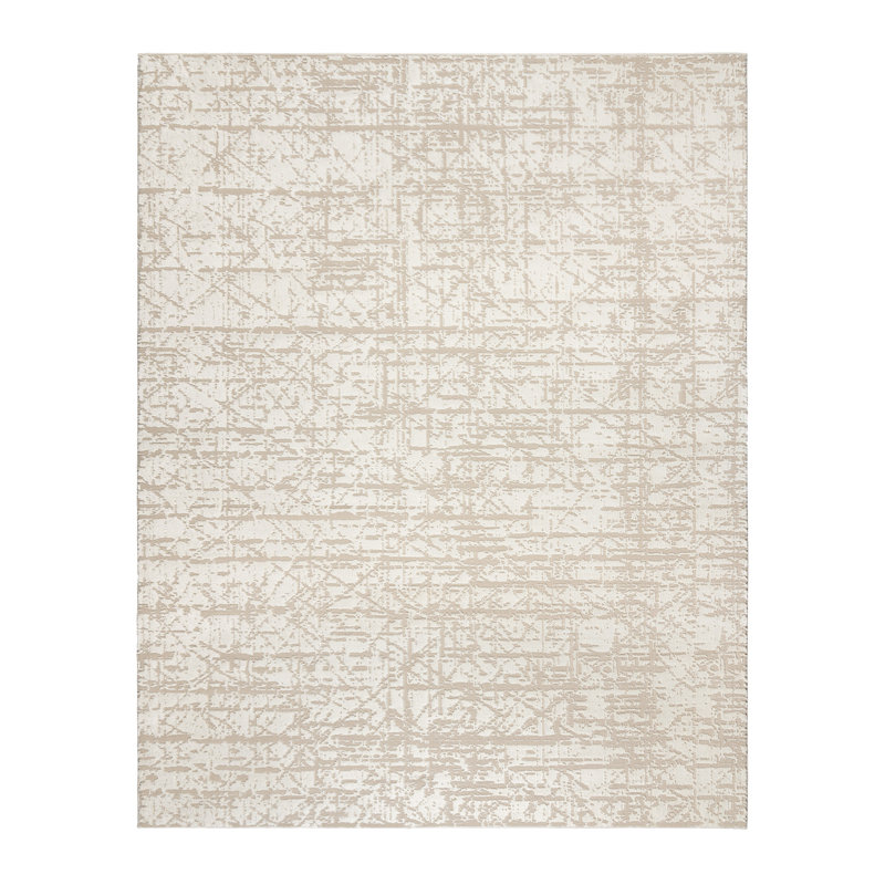  Tapis ivoire / crème en polyester Kielo Leota, Rectangle 6 pi 6 po x 9 pi