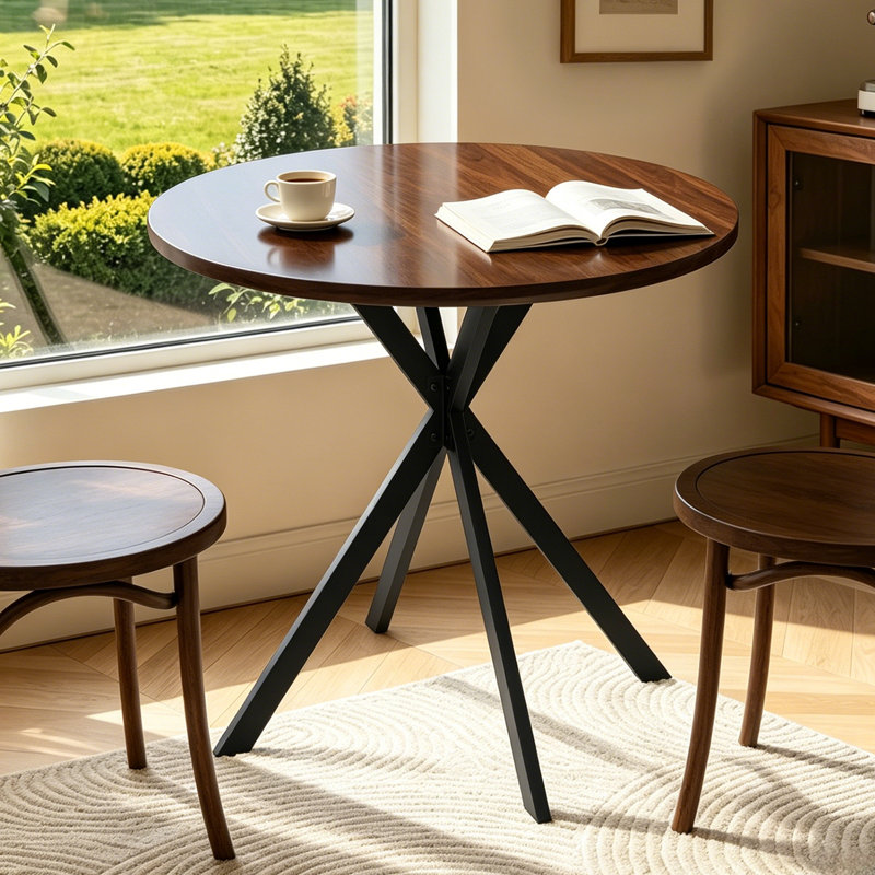 Petite table de salle à manger 31,5 pouces Mid Century Modern, Bois brun foncé