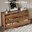 Commode 6 tiroirs l 55,1 po, commode en bois cannelée avec pieds en bois massif pour chambre à coucher, salon, noyer-434486497